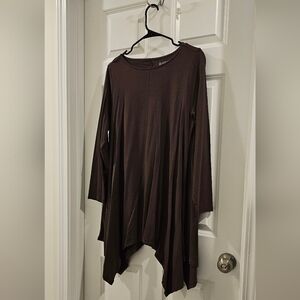 Brown Asymmetrical Hem Top